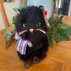 Vintage Ty Beanie Baby Heiress the Cat with Pink Bow Plush